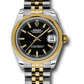 Rolex Steel and Yellow Gold Datejust - 31 MM - Jubilee Bracelet - Domed Bezel - Black Index Dial - 178243 bkij