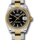 Rolex Steel and Yellow Gold Datejust - 31 MM - Oyster Bracelet - Domed Bezel - Black Index Dial - 178243 bkio