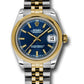 Rolex Steel and Yellow Gold Datejust - 31 MM - Jubilee Bracelet - Domed Bezel - Blue Index Dial - 178243 blij