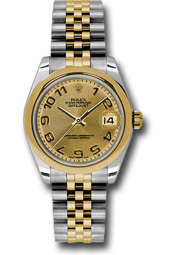 Rolex Steel and Yellow Gold Datejust - 31 MM - Jubilee Bracelet - Domed Bezel - Champagne Concentric Circle Arabic Dial - 178243 chcaj