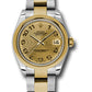 Rolex Steel and Yellow Gold Datejust - 31 MM - Oyster Bracelet - Domed Bezel - Champagne Concentric Circle Arabic Dial - 178243 chcao