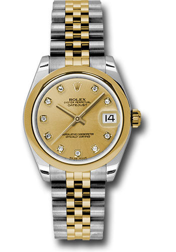 Rolex Steel and Yellow Gold Datejust - 31 MM - Jubilee Bracelet - Domed Bezel - Champagne Diamond Dial - 178243 chdj