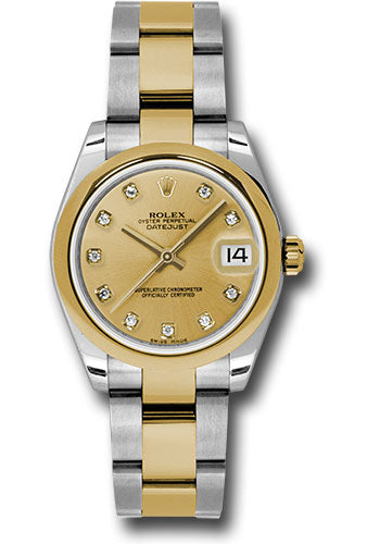 Rolex Steel and Yellow Gold Datejust - 31 MM - Oyster Bracelet - Domed Bezel - Champagne Diamond Dial - 178243 chdo