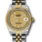 Rolex Steel and Yellow Gold Datejust - 31 MM - Jubilee Bracelet - Domed Bezel - Champagne Index Dial - 178243 chij