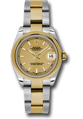 Rolex Steel and Yellow Gold Datejust - 31 MM - Oyster Bracelet - Domed Bezel - Champagne Index Dial - 178243 chio