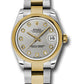 Rolex Steel and Yellow Gold Datejust - 31 MM - Oyster Bracelet - Domed Bezel - Silver Diamond Dial - 178243 sdo