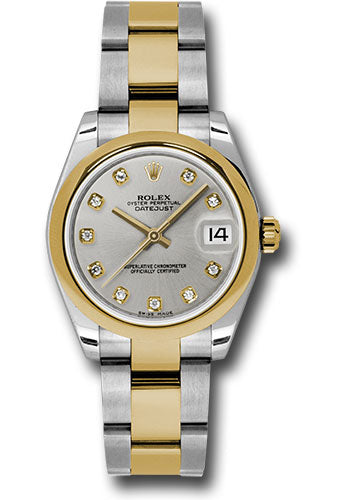 Rolex Steel and Yellow Gold Datejust - 31 MM - Oyster Bracelet - Domed Bezel - Silver Diamond Dial - 178243 sdo