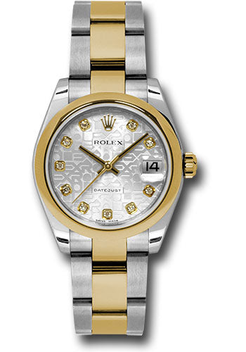 Rolex Steel and Yellow Gold Datejust - 31 MM - Oyster Bracelet - Domed Bezel - Silver Jubilee Diamond Dial - 178243 sjdo