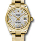 Rolex Yellow Gold Datejust - 31 MM - Oyster Bracelet - Domed Bezel - White Mother-Of-Pearl Diamond Dial - 178248 mdo