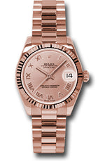 Rolex Everose Gold Datejust - 31 MM -  President Bracelet - Fluted Bezel - Pink Champagne Roman Dial -  178275 prp