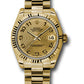 Rolex Yellow Gold Datejust - 31 MM - President Bracelet - Fluted Bezel - Champagne Concentric Circle Arabic Dial - 178278 chcap