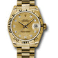 Rolex Yellow Gold Datejust - 31 MM - President Bracelet - Fluted Bezel - Champagne Diamond Dial - 178278 chdp