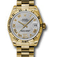 Rolex Yellow Gold Datejust - 31 MM - President Bracelet - Fluted Bezel - Silver Diamond Roman Vi Roman Dial - 178278 sdrp