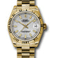 Rolex Yellow Gold Datejust - 31 MM - President Bracelet - Fluted Bezel - Silver Diamond Roman Vi Index Dial - 178278 sip