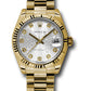 Rolex Yellow Gold Datejust - 31 MM - President Bracelet - Fluted Bezel - Silver Jubilee Diamond Dial - 178278 sjdp