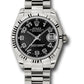 Rolex White Gold Datejust - 31 MM - President Bracelet - Fluted Bezel - Black Concentric Circles Arabic Dial - 178279 bkcap