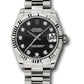 Rolex White Gold Datejust - 31 MM - President Bracelet - Fluted Bezel - Black Diamond Dial - 178279 bkdp