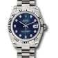 Rolex White Gold Datejust - 31 MM - President Bracelet - Fluted Bezel - Blue Diamond Dial - 178279 bldp