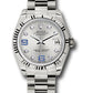 Rolex  White Gold Datejust - 31 MM - President Bracelet - Fluted Bezel - Silver Diamond Sapphire 6 And 9 Diamond Dial - 178279 sdsap