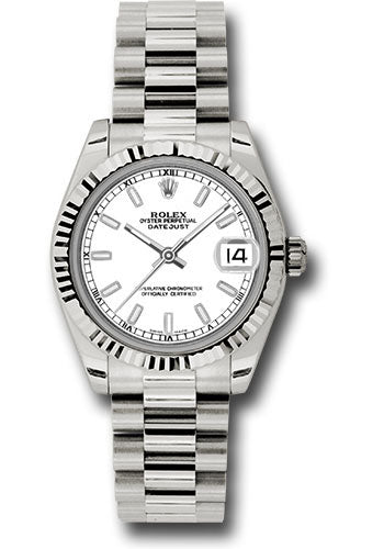 Rolex White Gold Datejust - 31 MM - President Bracelet - Fluted Bezel - White Index Dial - 178279 wip