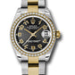 Rolex Steel and Yellow Gold Datejust - 31 MM - Oyster Bracelet - Diamond Bezel - Black Concentric Circle Arabic Dial - 178383 bkcao