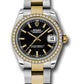 Rolex Steel and Yellow Gold Datejust - 31 MM - Oyster Bracelet - Diamond Bezel - Black Index Dial - 178383 bkio