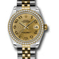 Rolex Steel and Yellow Gold Datejust - 31 MM - Jubilee Bracelet - 46 Diamond Bezel - Champagne Concentric Circle Arabic Dial - 178383 chcaj