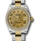 Rolex Steel and Yellow Gold Datejust - 31 MM - Oyster Bracelet - Diamond Bezel - Champagne Concentric Circle Arabic Dial - 178383 chcao