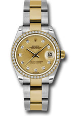 Rolex Steel and Yellow Gold Datejust - 31 MM - Oyster Bracelet - Diamond Bezel - Champagne Diamond Dial - 178383-0025