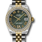 Rolex Steel and Yellow Gold Datejust - 31 MM - Jubilee Bracelet - 46 Diamond Bezel - Olive Green Diamond Roman Vi Roman Dial - 178383 ogdrj