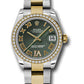 Rolex Steel and Yellow Gold Datejust - 31 MM - Oyster Bracelet - Diamond Bezel - Olive Green Diamond Roman Vi Roman Dial - 178383 ogdro