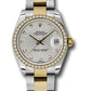 Rolex Steel and Yellow Gold Datejust - 31 MM - Oyster Bracelet - Diamond Bezel - Silver Diamond Dial - 178383 sdo