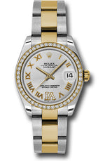 Rolex Steel and Yellow Gold Datejust - 31 MM - Oyster Bracelet - Diamond Bezel - Silver Diamond Roman Vi Roman Dial - 178383 sdro