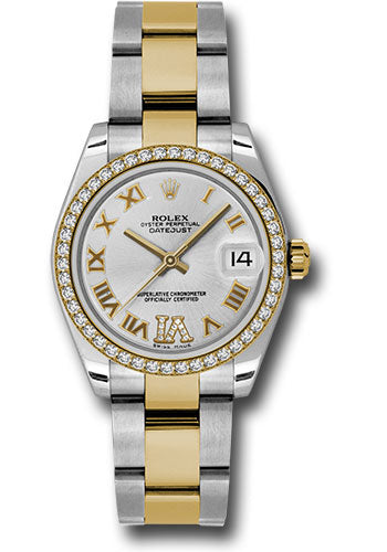 Rolex Steel and Yellow Gold Datejust - 31 MM - Oyster Bracelet - Diamond Bezel - Silver Diamond Roman Vi Roman Dial - 178383 sdro