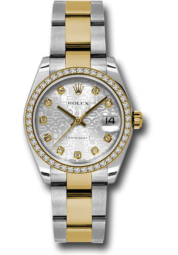 Rolex Steel and Yellow Gold Datejust - 31 MM - Oyster Bracelet - Diamond Bezel - Silver Jubilee Diamond Dial - 178383 sjdo