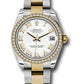 Rolex Steel and Yellow Gold Datejust - 31 MM - Oyster Bracelet - Diamond Bezel - White Roman Dial - 178383 wro