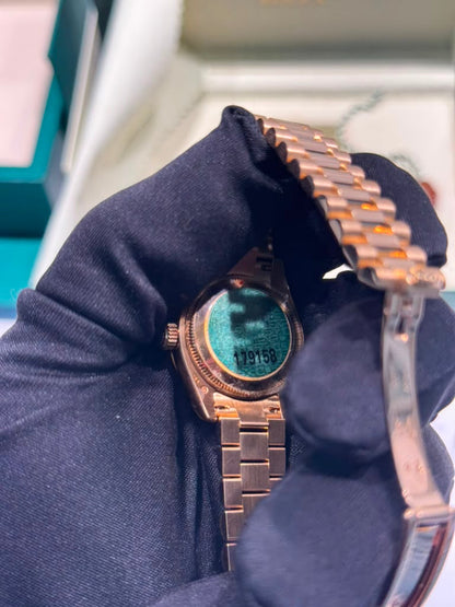 Rolex Lady-Datejust Yellow Gold - 26 MM - President Bracelet - Diamond Bezel - Meteorite Dial - 179158