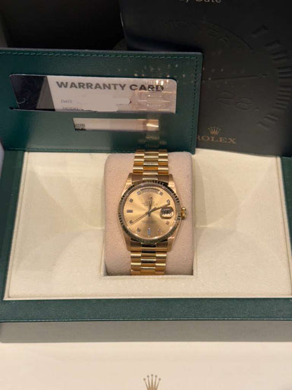 Rolex Day-Date - 36 MM - Yellow Gold - Champagne Diamond Dial - 18238 chd
