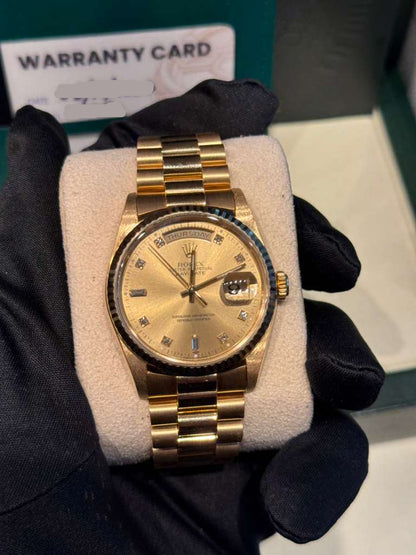 Rolex Day-Date - 36 MM - Yellow Gold - Champagne Diamond Dial - 18238 chd