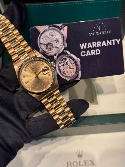 Rolex Day-Date - 36 MM - Yellow Gold - Champagne Diamond Dial - 18238 chd