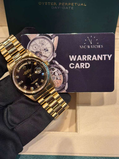 Rolex Day-Date - 36 MM - Yellow Gold - Black Diamond Dial - 18238 bkd