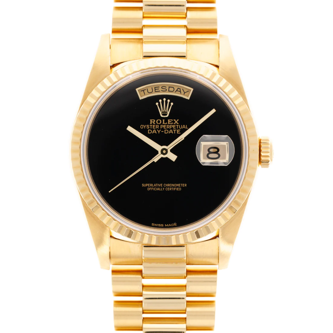 Rolex Day-Date - 36 MM - Yellow Gold - Black Onyx Dial - 18238 bko  nyc watcher nyc watches