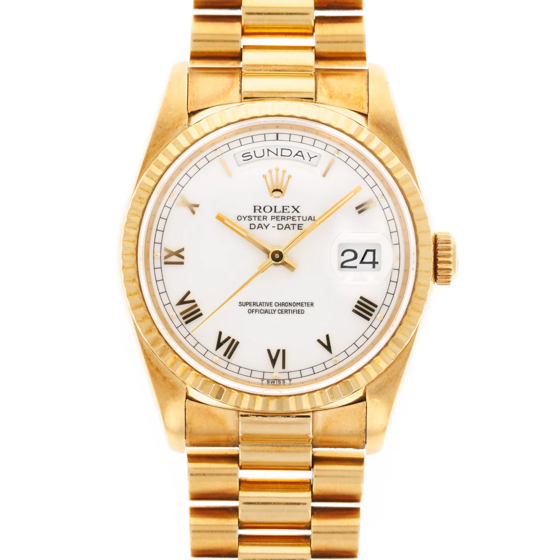 Rolex Day-Date - 36 MM - Yellow Gold - White Roman Dial - 18238 whr nyc watcher nyc watches