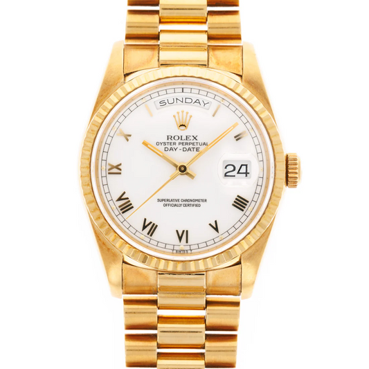 Rolex Day-Date - 36 MM - Yellow Gold - White Roman Dial - 18238 whr nyc watcher nyc watches