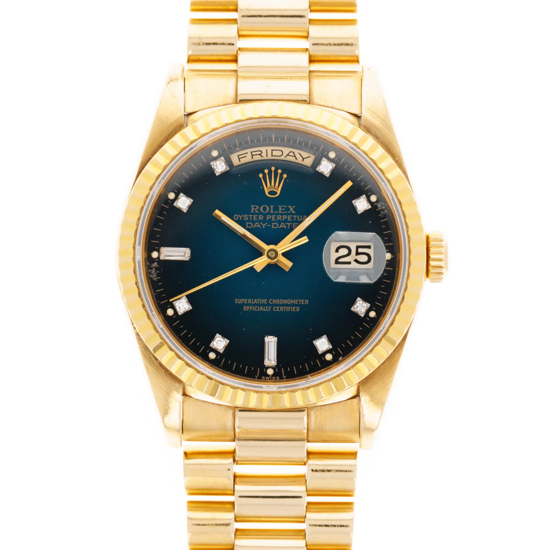 Rolex Day-Date - 36 MM - Yellow Gold - Dark Blue Diamond Dial - 18238 dbld  nyc watcher nyc watches