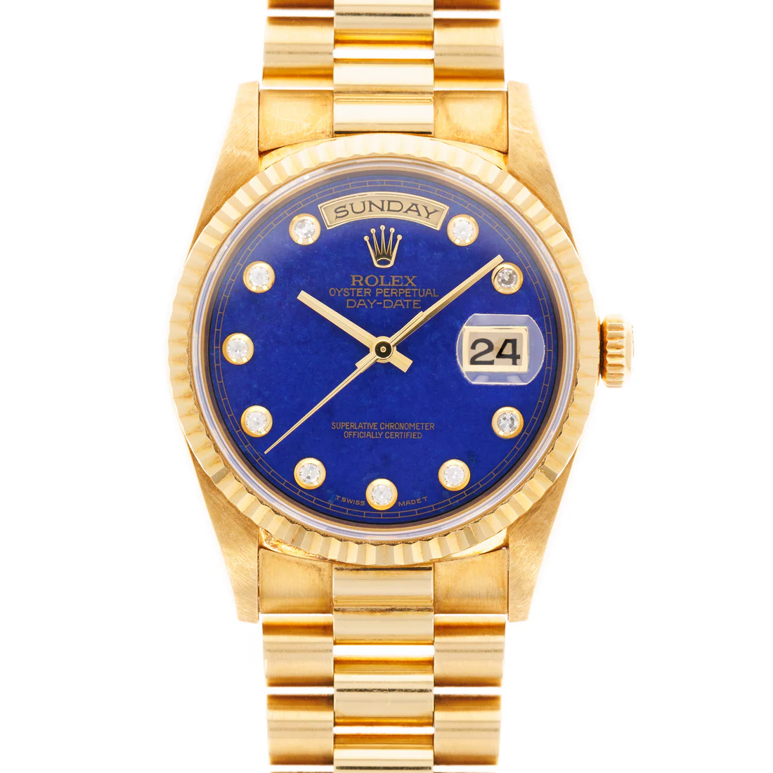 Rolex Day-Date - 36 MM - Yellow Gold - Blue Diamond Dial - 18238 bld  nyc watcher nyc watches