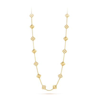 Van Cleef & Arpels Vintage Alhambra Long Necklace - 18k Yellow Gold - Diamond - 20 Motifs - Tw. 4ct - VCARP4KM00