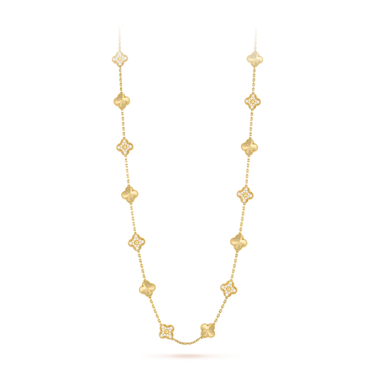 Van Cleef & Arpels Vintage Alhambra Long Necklace - 18k Yellow Gold - Diamond - 20 Motifs - Tw. 4ct - VCARP4KM00