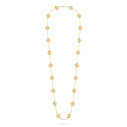 Van Cleef & Arpels Vintage Alhambra Long Necklace - 18k Yellow Gold - Diamond - 20 Motifs - Tw. 4ct - VCARP4KM00