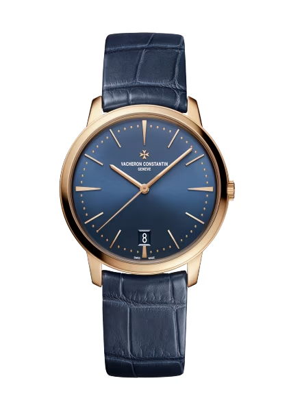 Vacheron Constantin Patrimony Pink Gold 36 MM - Blue Leather Strap - Blue Dial - 4100U/000R-B643